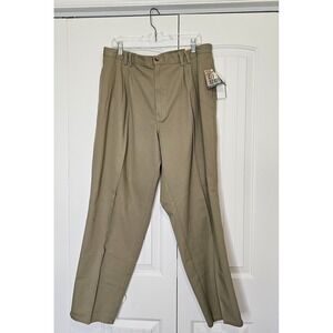 NWT Vintage Men's City Streets Pleated Pants Cotton Beige Size 40x30